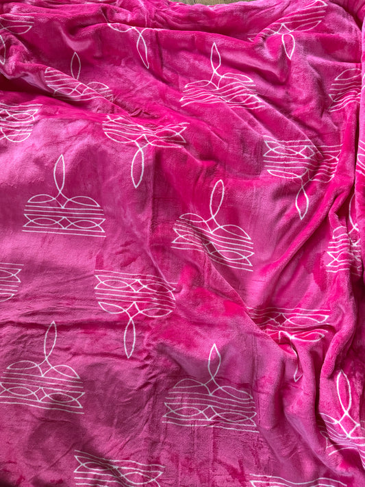 Bright Hot Pink Bootstitch King Size Super Plush Blanket