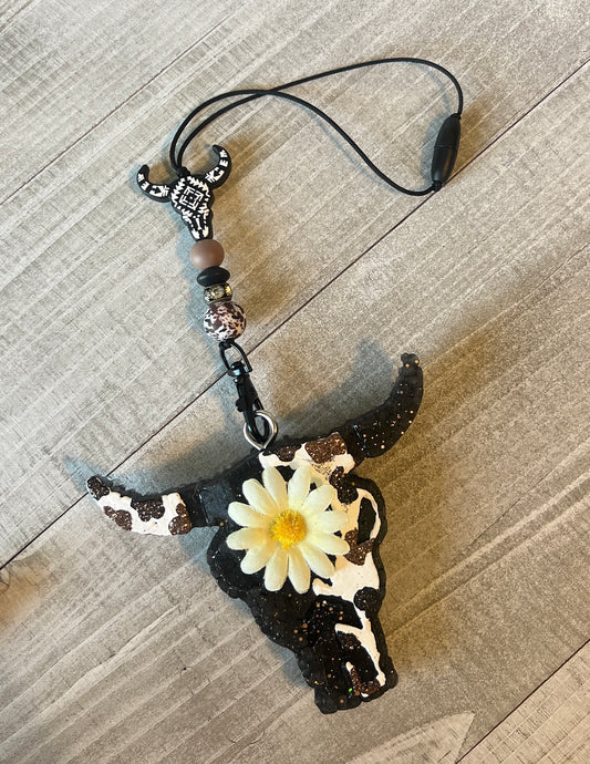 Black and Brown Aztec Cow Skull Freshie Set