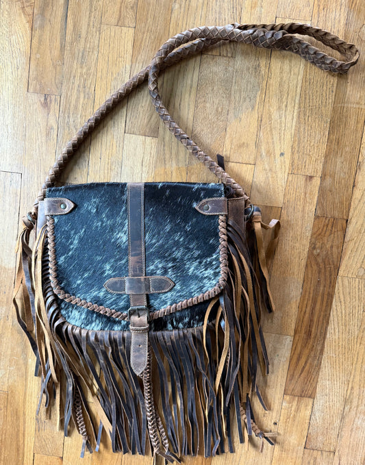 Genuine Cowhide Fringe Crossbody Purse