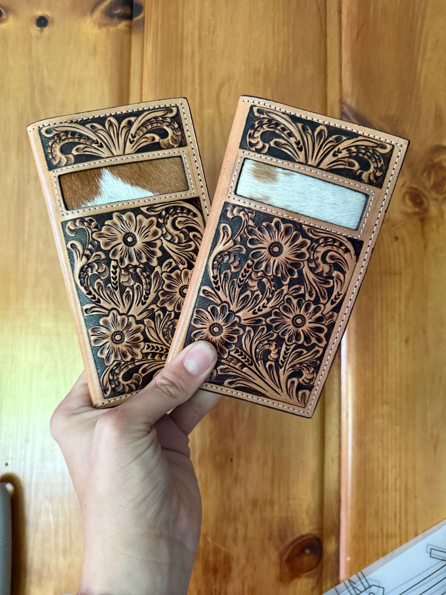 Genuine Tooled Leather Checkbook Covers