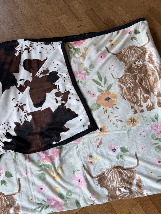 Reversible Highland Brown Cowhide Blanket