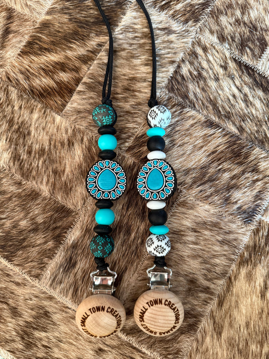 Turquoise Brooch Pacifier Holder