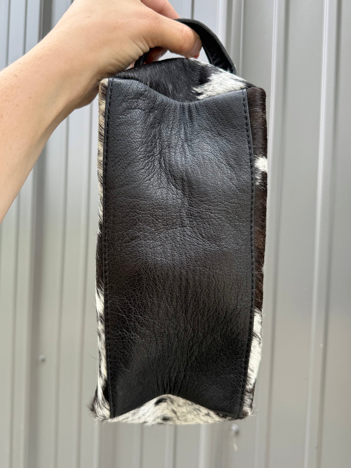 Black Cowhide Makeup Cosmetic Bag