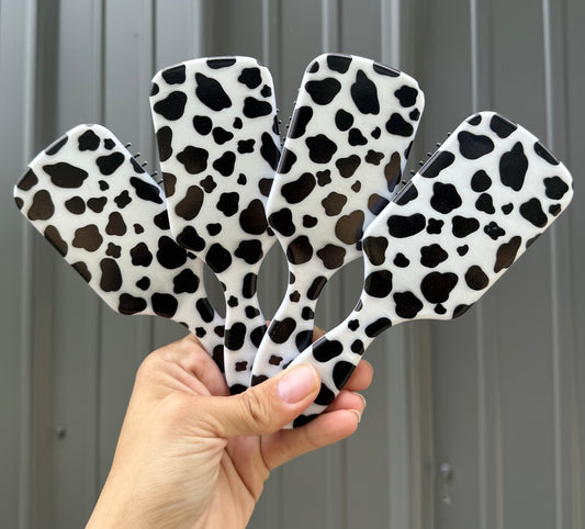 Small Cow Print Hair Brush