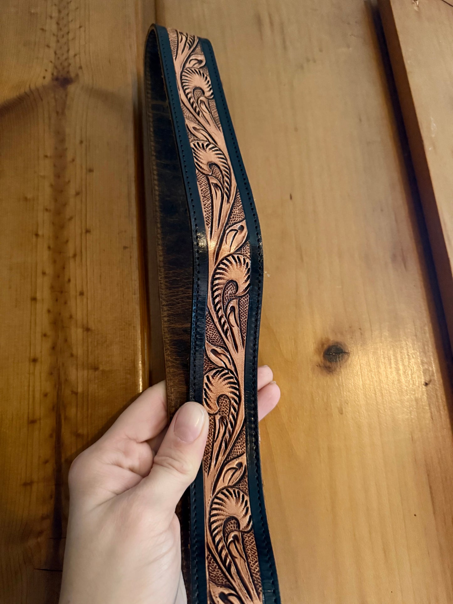 Genuine Cowhide Crossbody / Wristlet Tooled Leather Bag