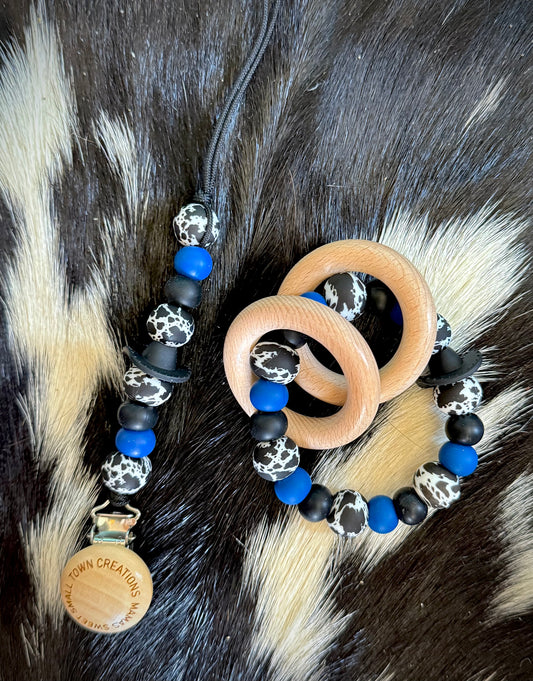 Blue Cowboy Hat Teether Set