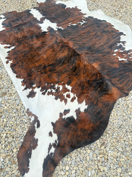 Tri Color Brindle Genuine Jumbo Cowhide Rug #28