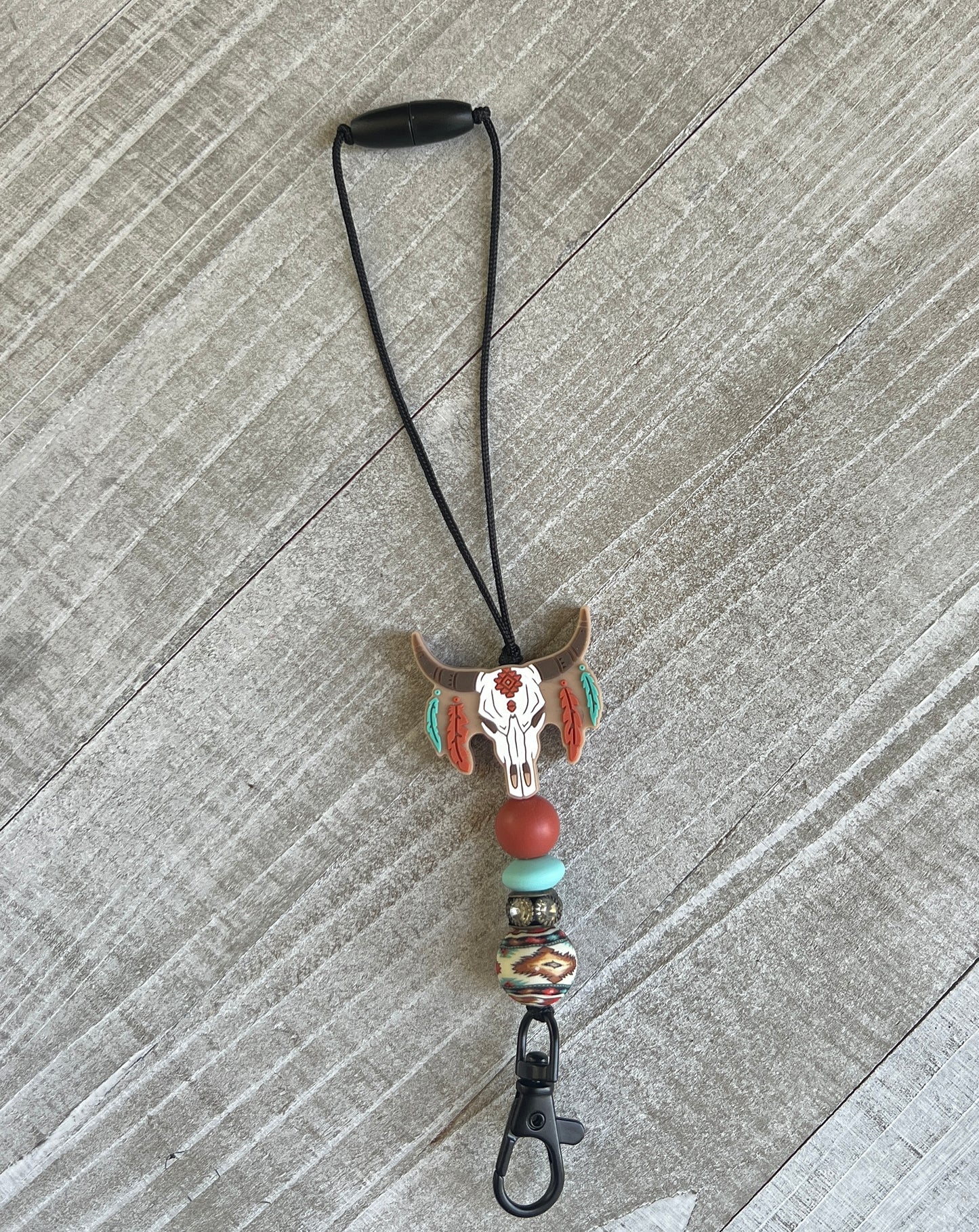 Boho Rust/Turquoise Cow Skull Freshie Hanger