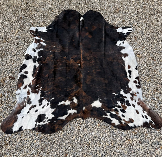 Tri- Color Brindle Genuine Jumbo Cowhide Rug #27