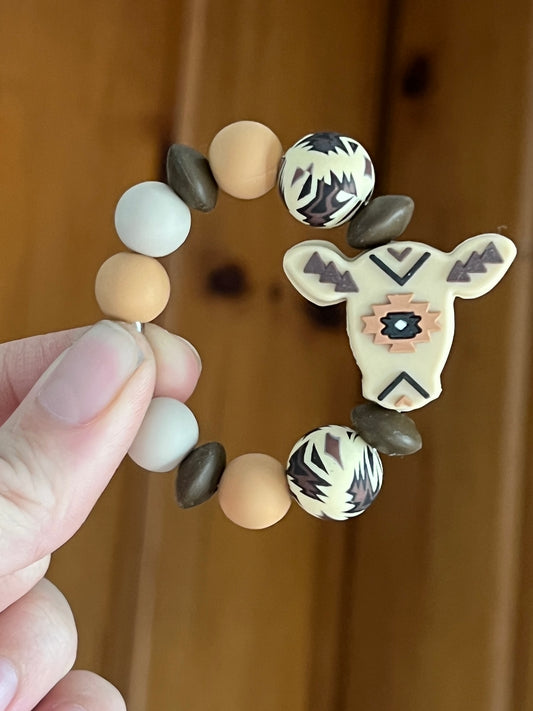 Brown / Tan Aztec Cow Tumbler Cup Charm