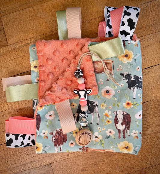 Cows Dust Teal With Coral Baby Bundle