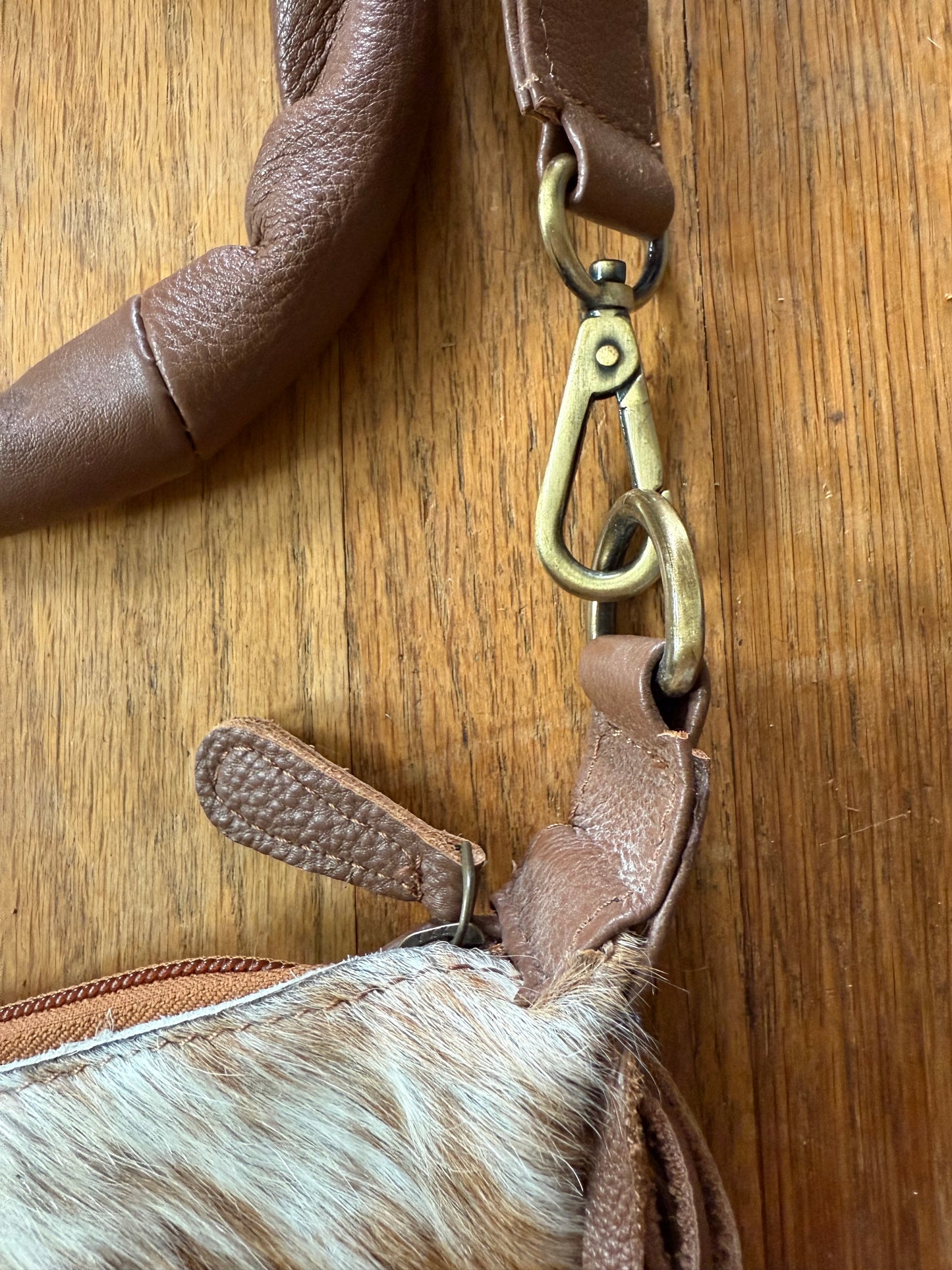 Cowhide Tooled Leather Crossbody Fringe Purse
