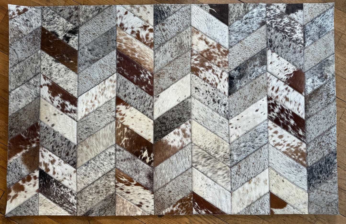 Cheveron Patched Genuine Cowhide Rug
