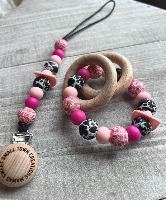 Pink Cowgirl Teether Set