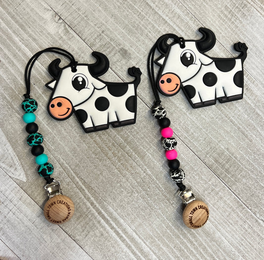 Black Longhorn Cowhide Teether Set