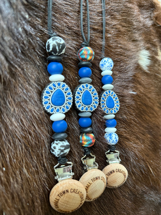 Blue Brooch Pacifier Holder