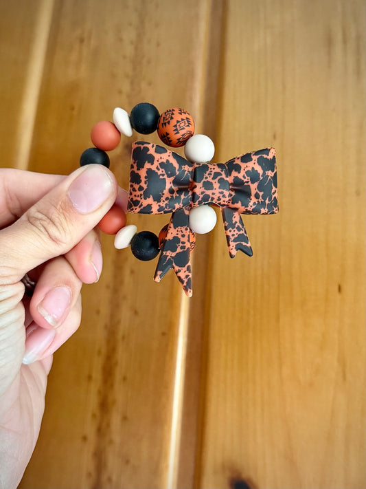 Rust Aztec Cowhide Bow / Tumbler Bag Cup Charm