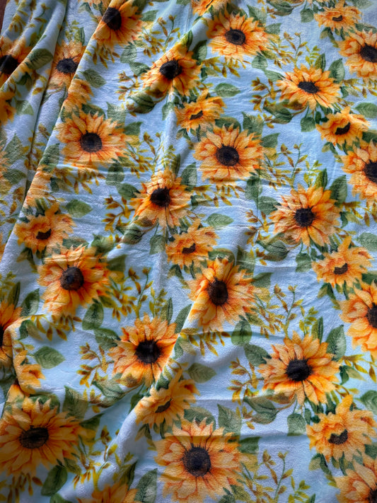 Turquoise and Sunflower Super Plush King Blanket
