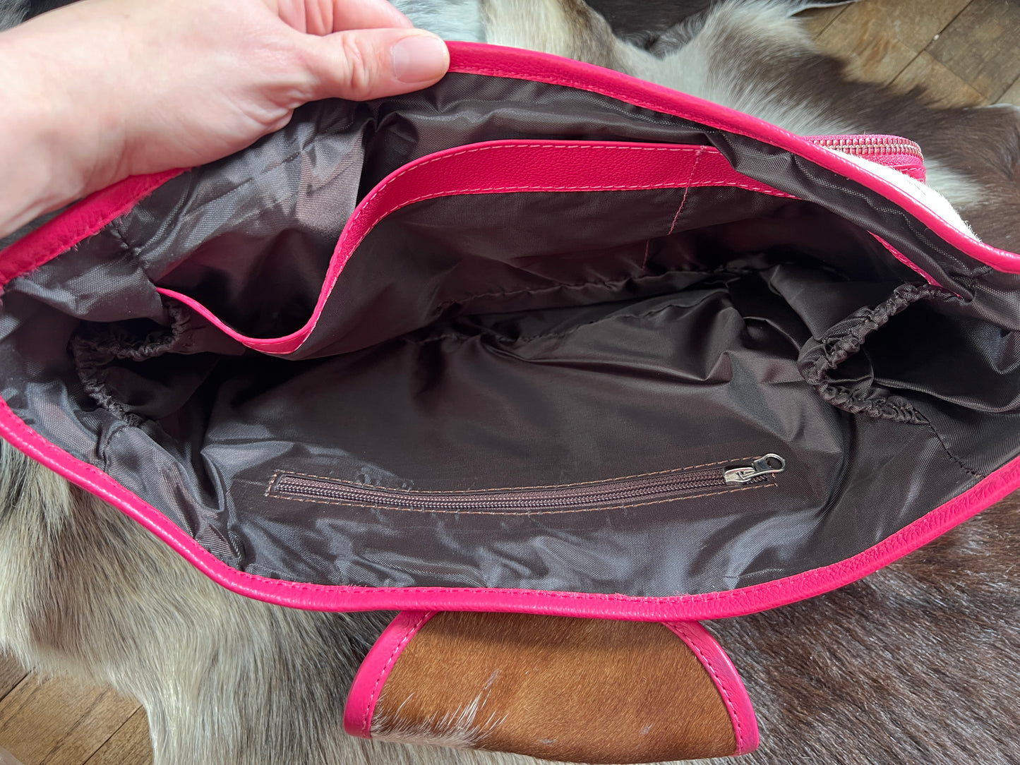 Pink Genuine Cowhide Stroller Caddy