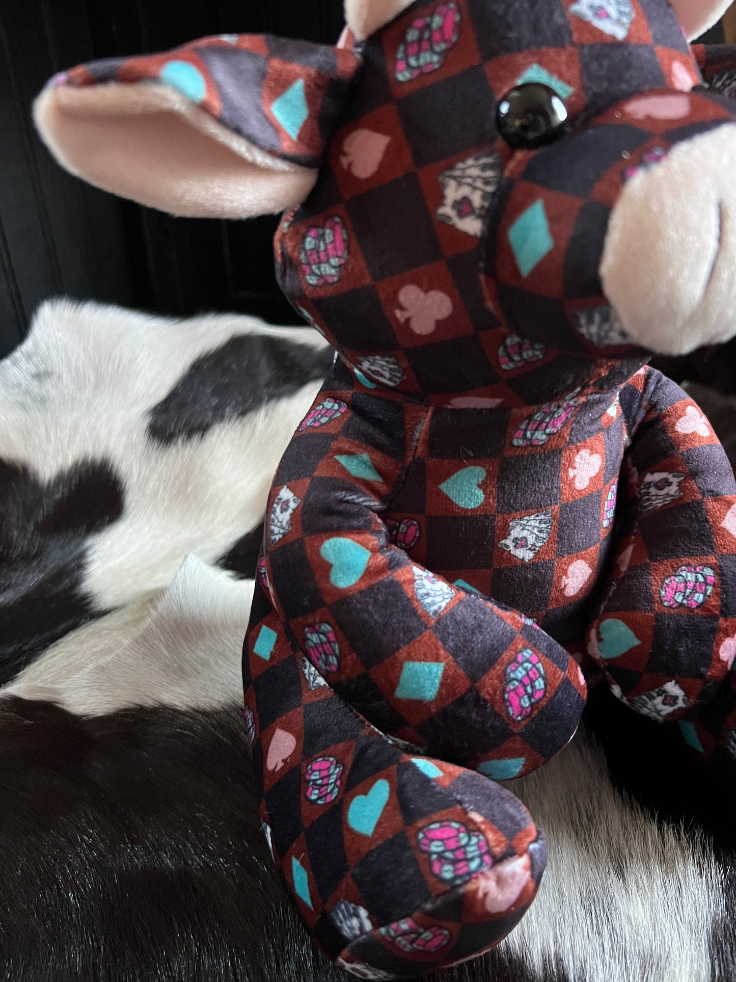 Western Check Sitting Cow Plushie
