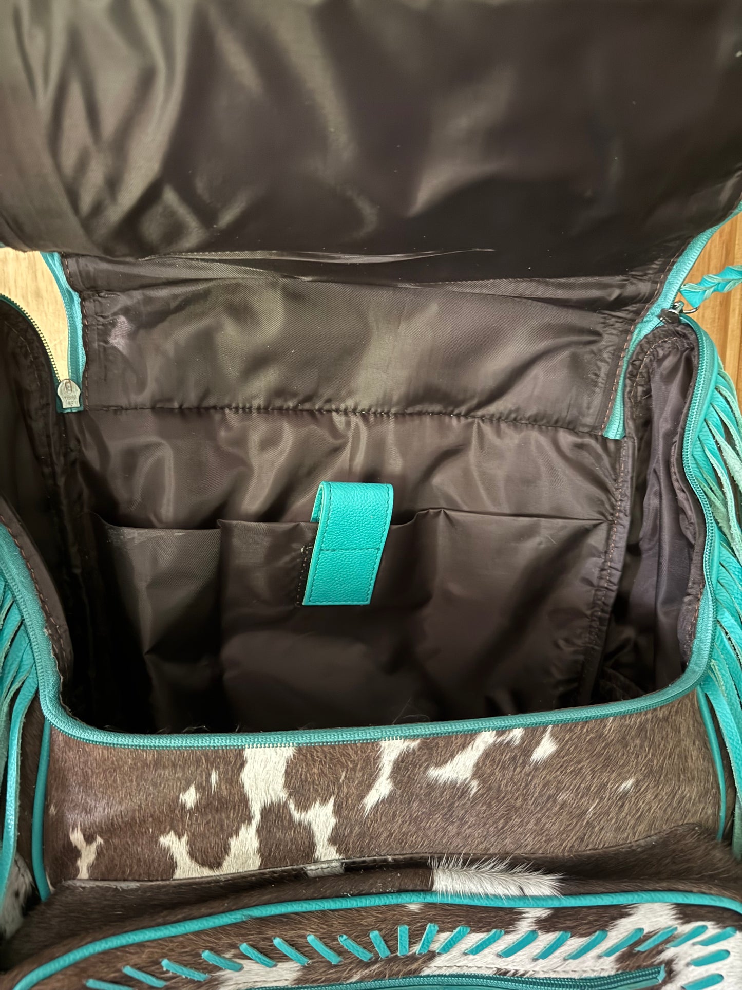 Genuine Turquoise Cowhide Backpack / Diaper Bag