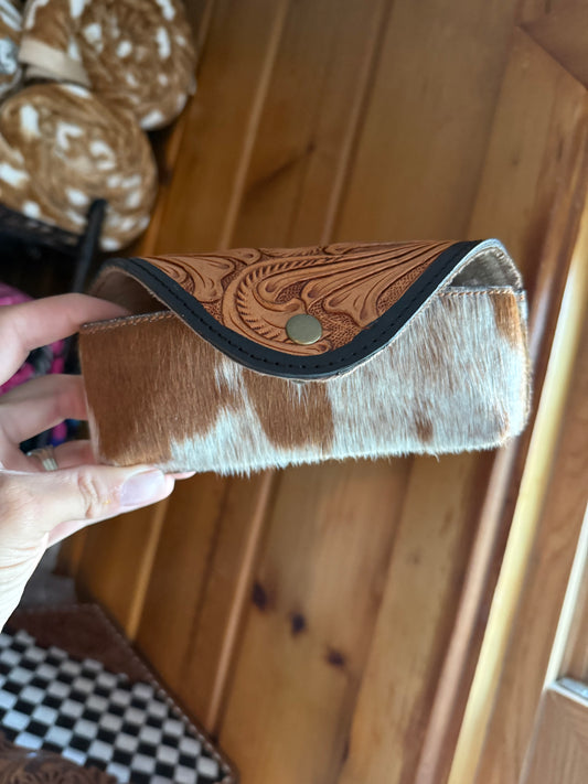 Light Brown Tooled Leather Cowhide Case