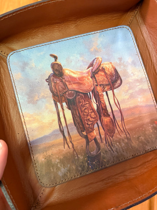 Horse Saddle Leather Tray