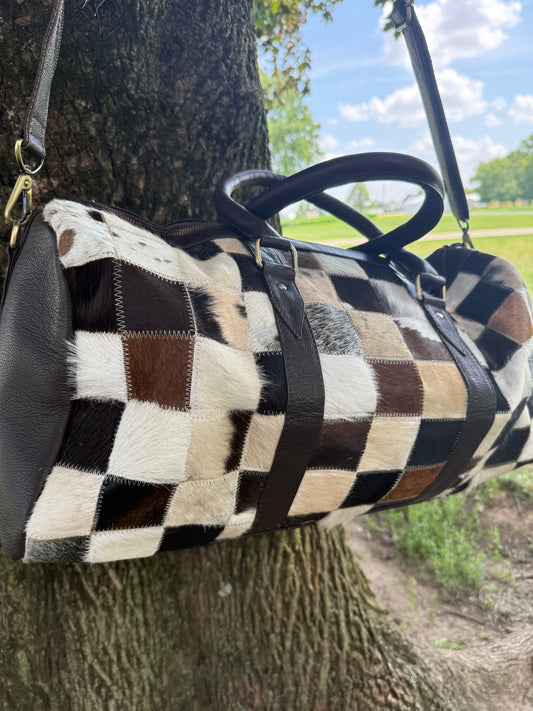Large Cowhide Aztec Duffel Bag