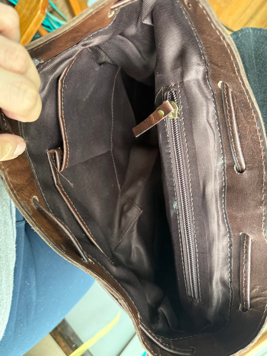 Genuine Tooled Leather Cowhide Backpack / Diaper Bag