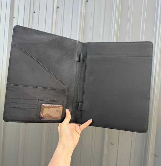 Genuine Leather Turquoise Checkered Cowhide Planner Folders