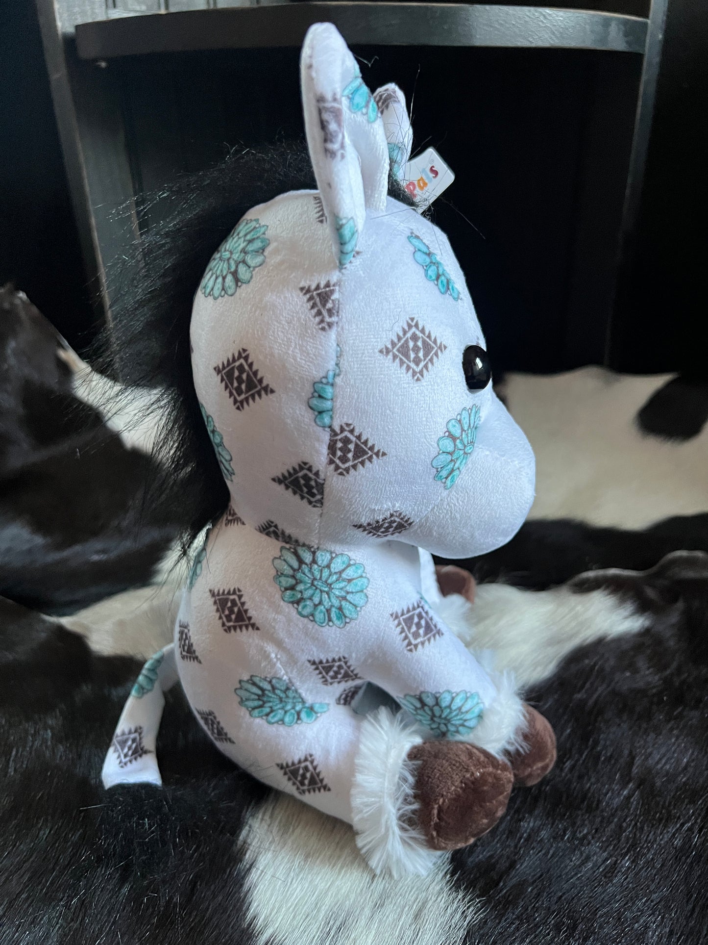Turquoise Rhinestone Concho Sitting Horse Plushie