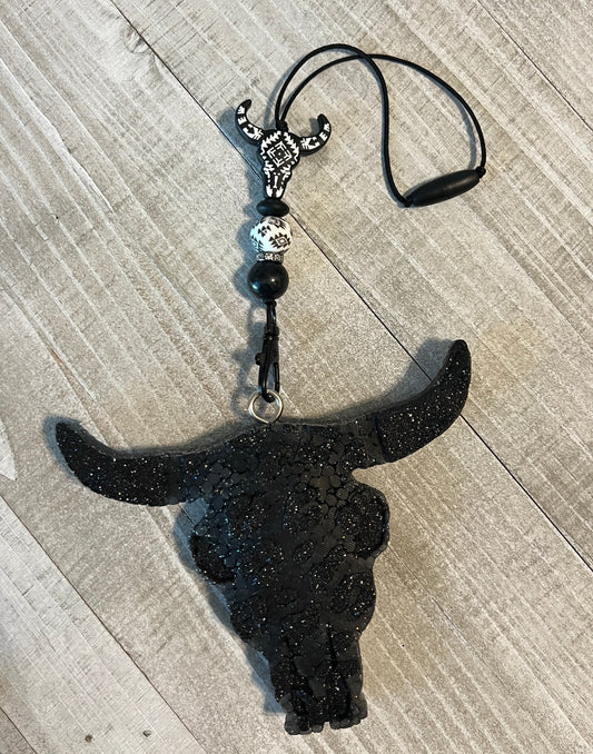 Black Leopard Cow Skull Freshie Set