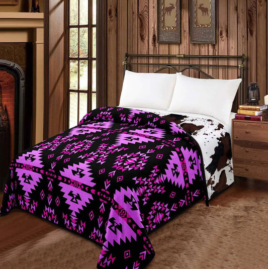 Purple Aztec Reversible Blanket