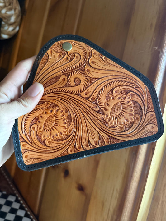 Light Brown Tooled Leather Cowhide Case