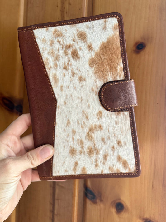 Genuine Cowhide and Tooled leather checkbook Wallet