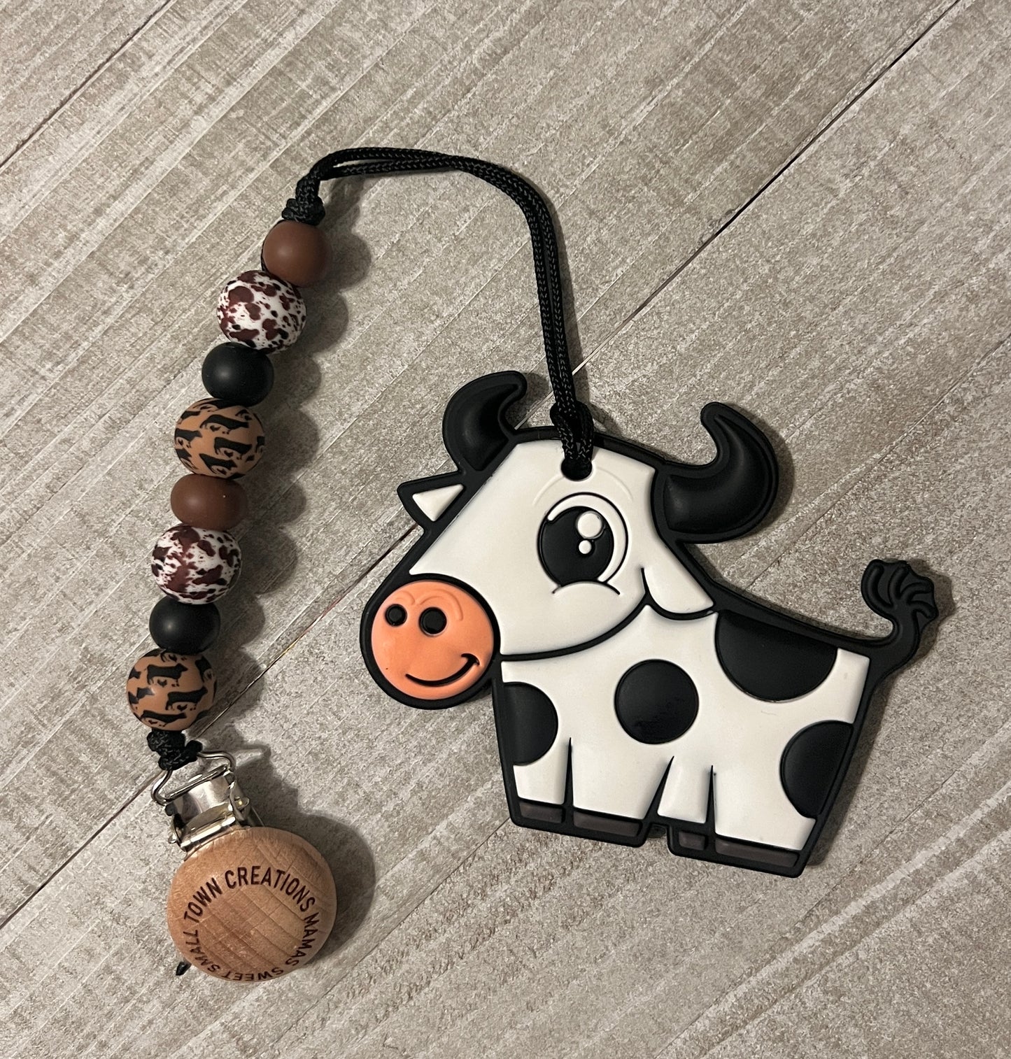 Black Longhorn Teether Clip Set