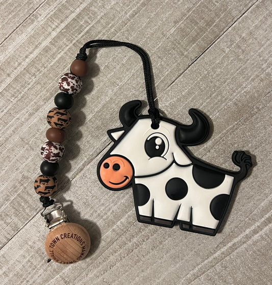 Black Longhorn Teether Clip Set