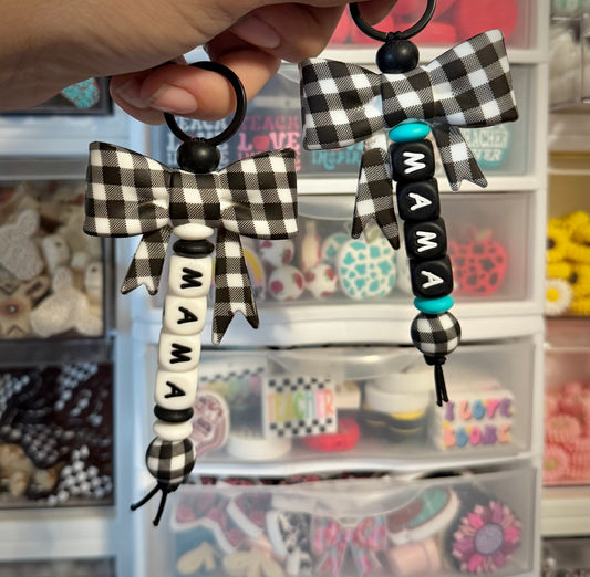 Checkered Plaid Mama Keychain