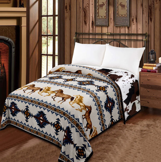 Aztec Horse Reversible Blanket