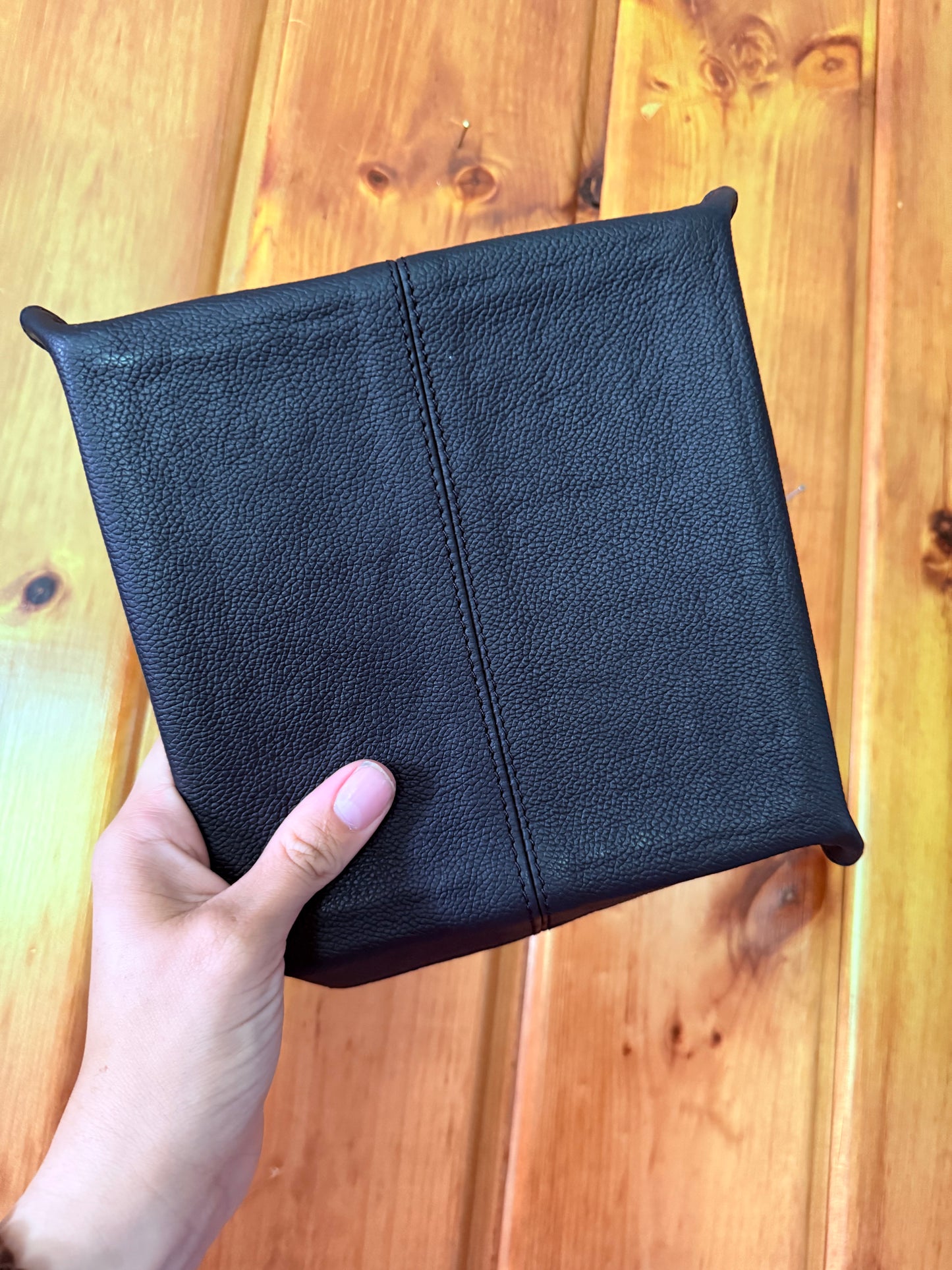 Saddle Fabric Stripe Leather Tray