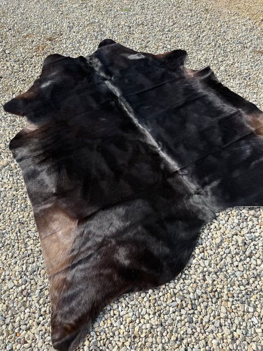 Jumbo Dark Black Brown Genuine Cowhide Rug #22