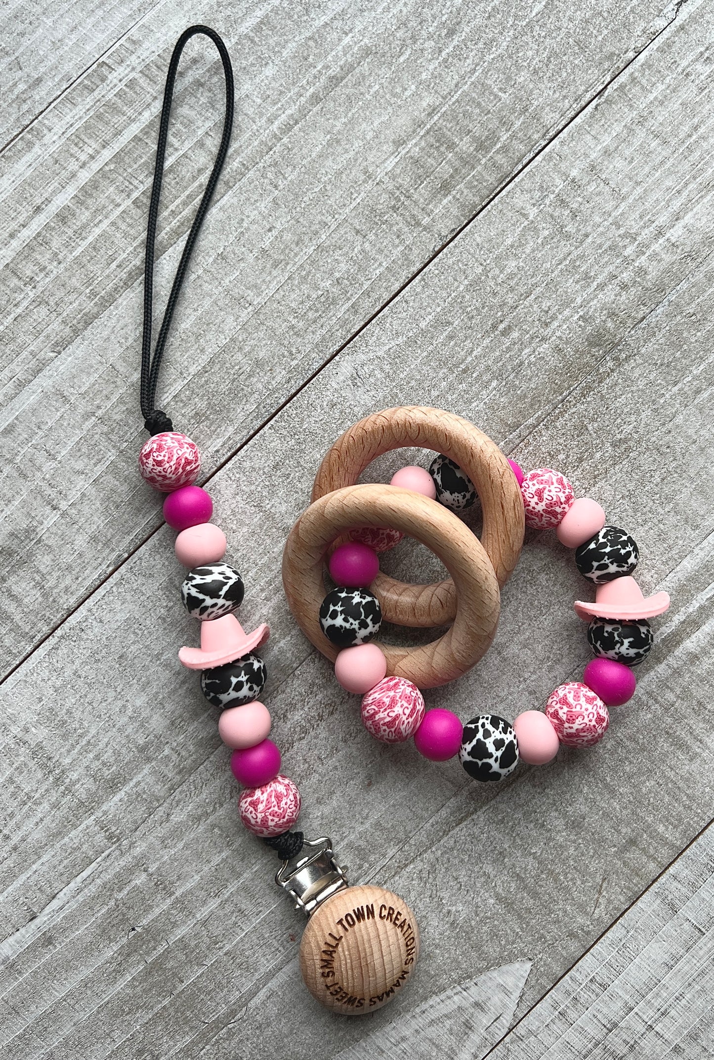 Pink Cowgirl Teether Set