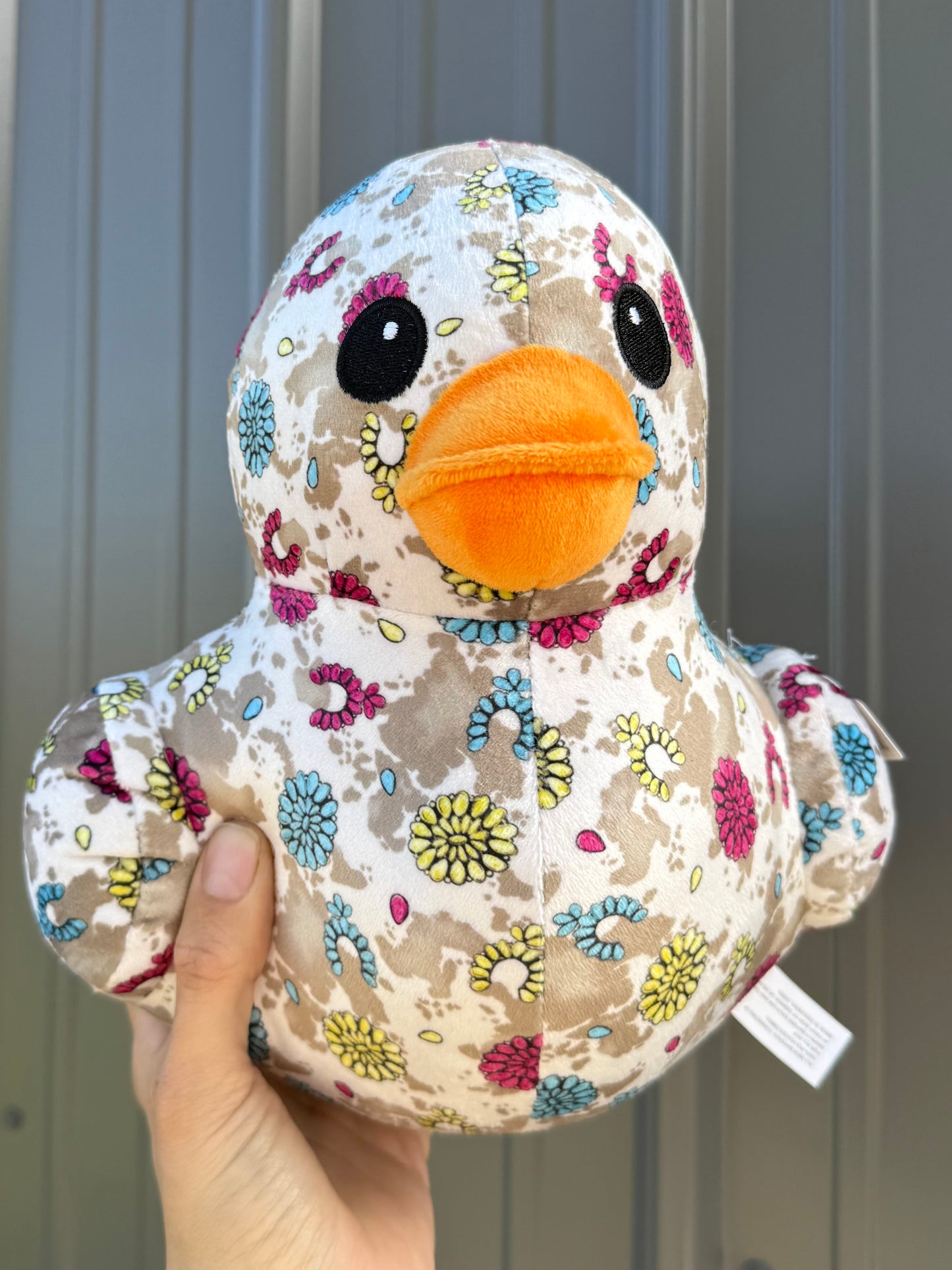 Turquoise Concho Beige Cowhide Duck Plushie