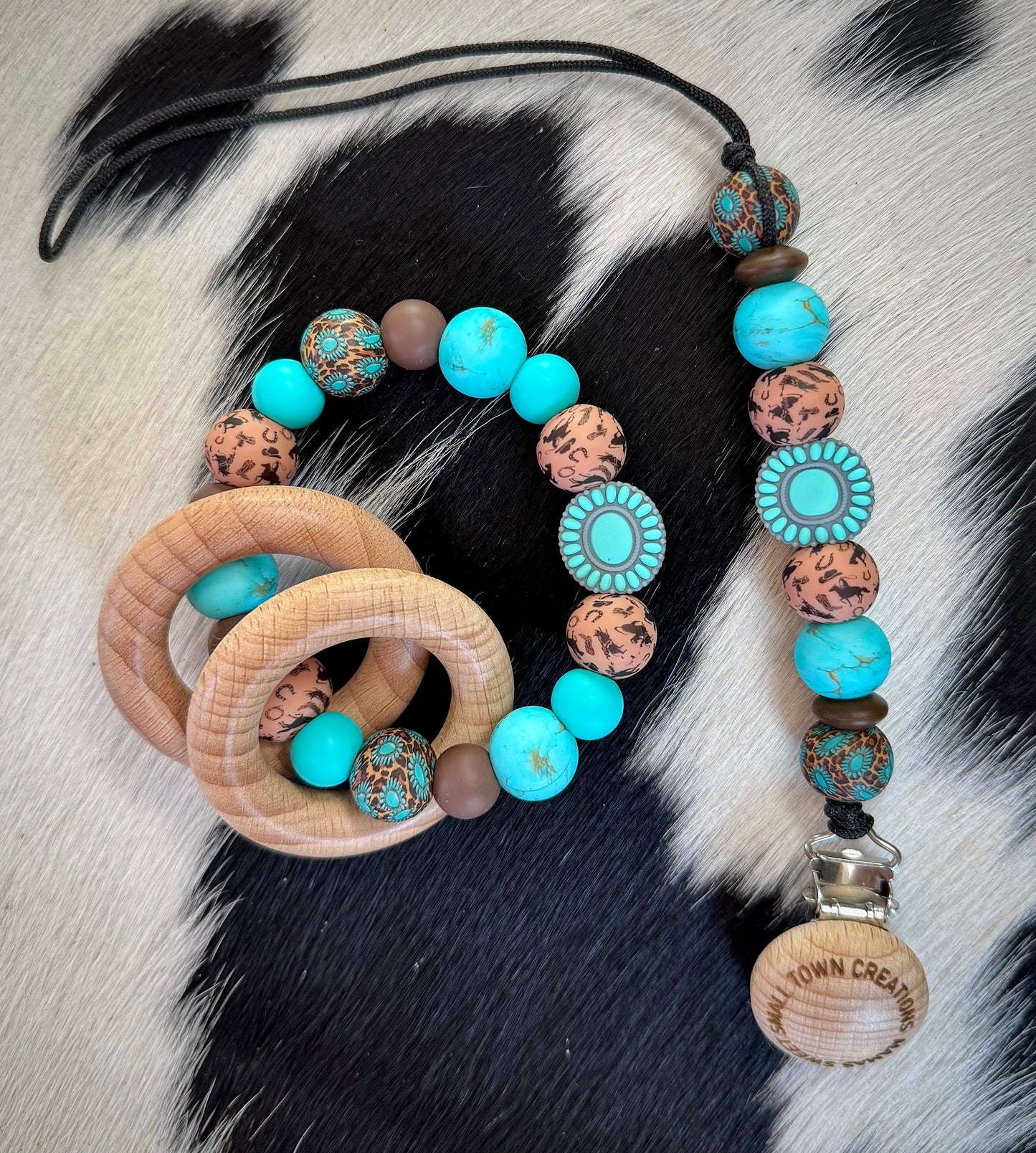 Turquoise Concho Rodeo Cheetah Teether Set