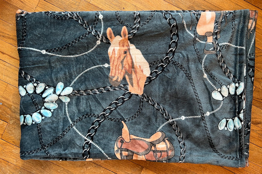 Western Saddle Up Horse Twin Blanket