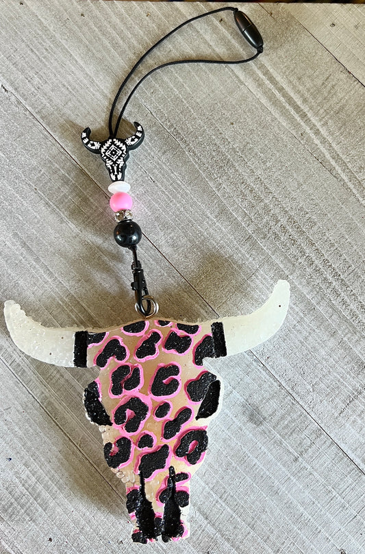 Pink Cheetah Cow Skull Freshie Set