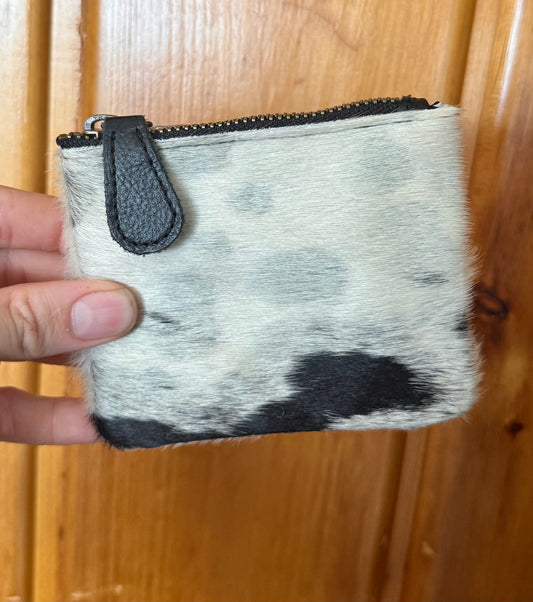 Black and White Spotted Cowhide Coin Purse