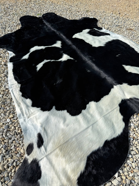 Jumbo Black & White Spotted Genuine Cowhide Rug #21