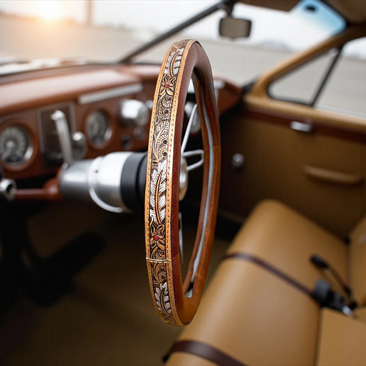Genuine Leather Steering Wheel Cover