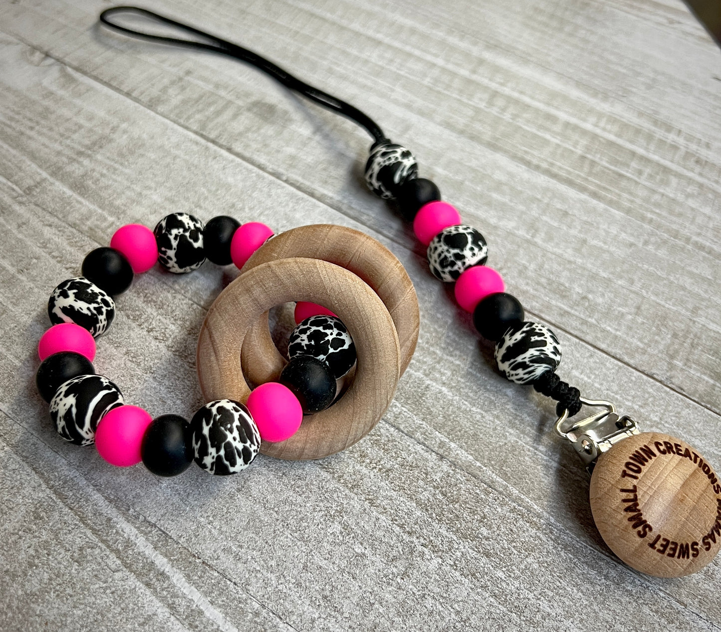 Pink Cowhide Teether Bundle